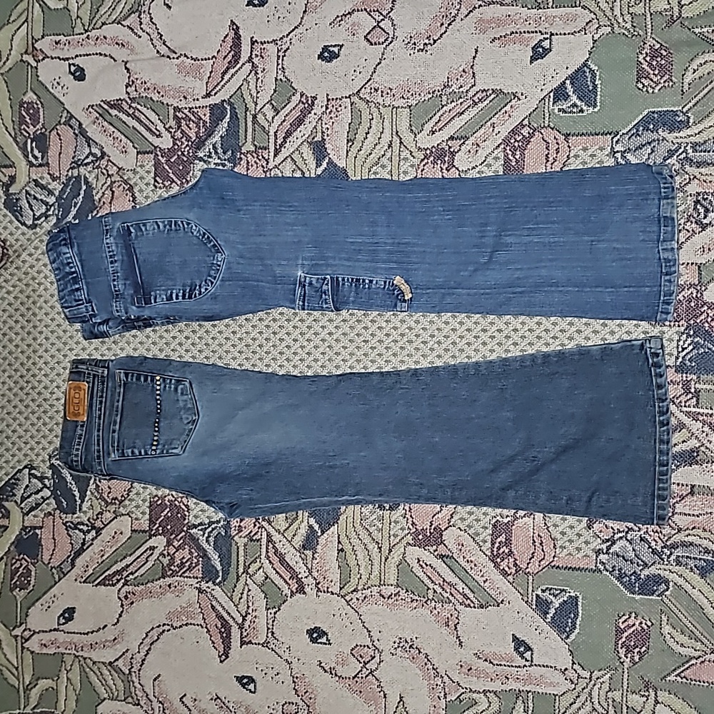 Sideout & Glo Girls Jeans bootcut & flare y2k cargo pockets lot of 2 (b11)